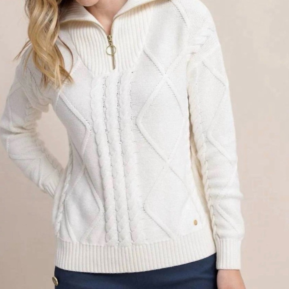 Southern Tide - Marta Cable Knit Quarter Zip Sweater